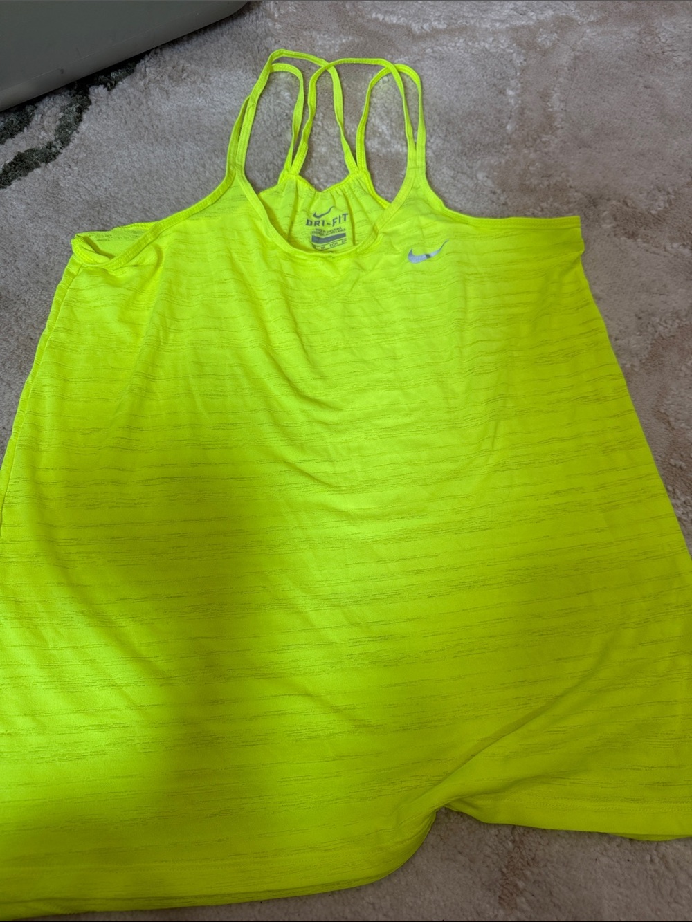 Nike Neon Yellow Strappy Dri-FIT Tank Top